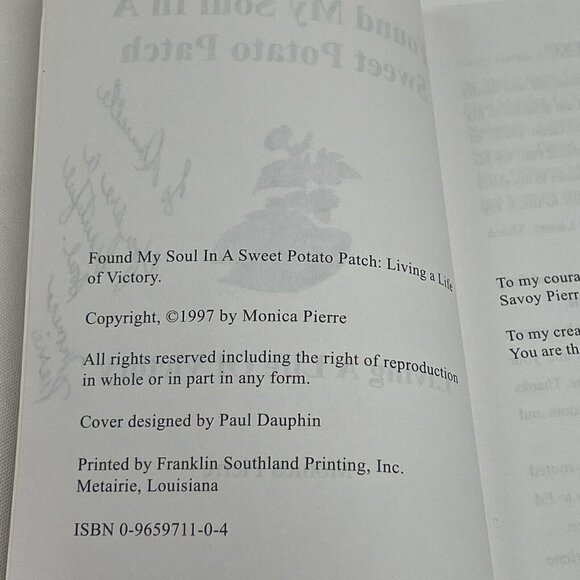 Found My Soul In A Sweet Potato Patch Monica Pierre Living Life Victory Signed - Picture 4 of 5